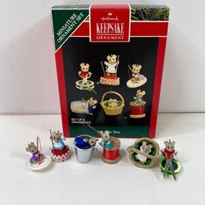 Hallmark Keepsake Sew Sew Tiny Mini Mouse Set 6 Christmas Ornaments Quilting Sew